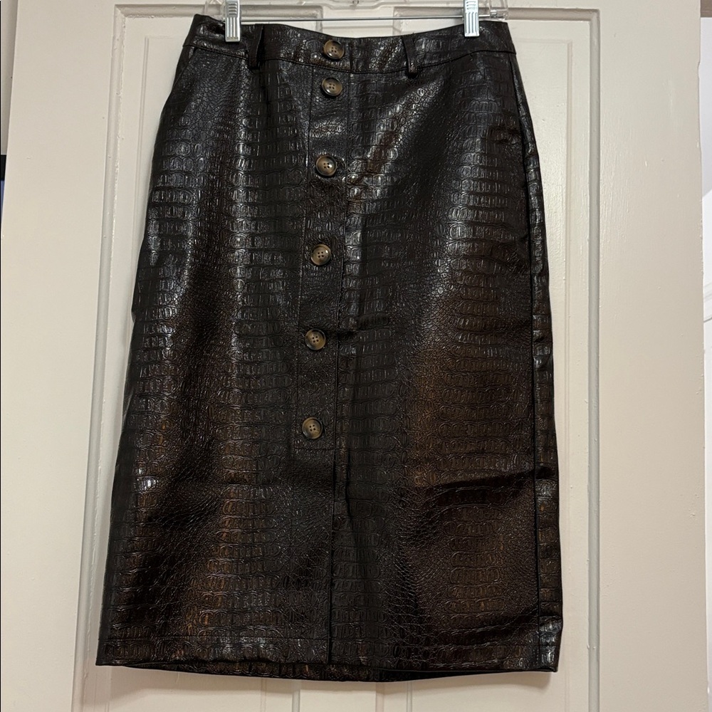 Women’s Faux Leather Textured Pencil Skirt- Rachel Comey x Target Brown  Size 8